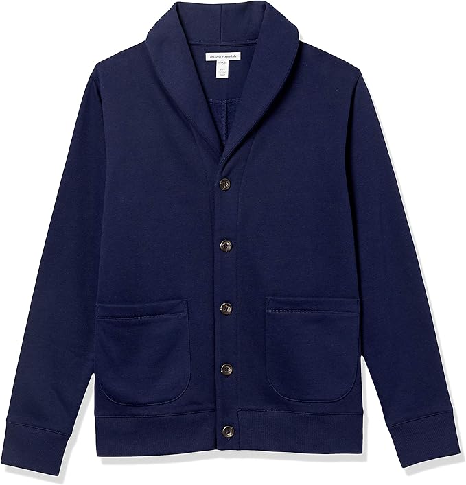 Men's Long-Sleeve Fleece Shawl-Collar Cardigan